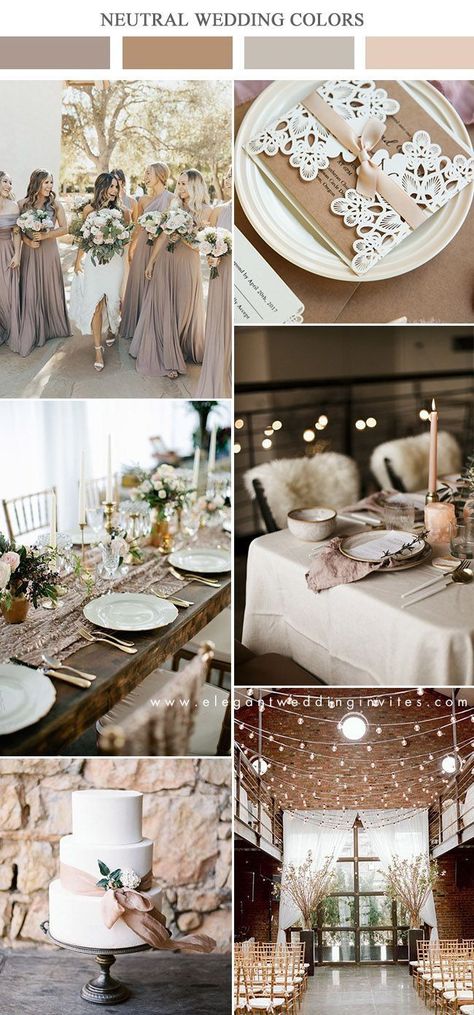 dark taupe and brown neutral wedding color ideas Cashmere Wedding Color, Beige Taupe Wedding, Taupe Wedding Palette, Muted Neutral Wedding, Warm Taupe Wedding Colors, Best Wedding Colors Combinations Classy, Brown And Beige Wedding Theme, Classy Wedding Color Palette, Navy And Taupe Wedding