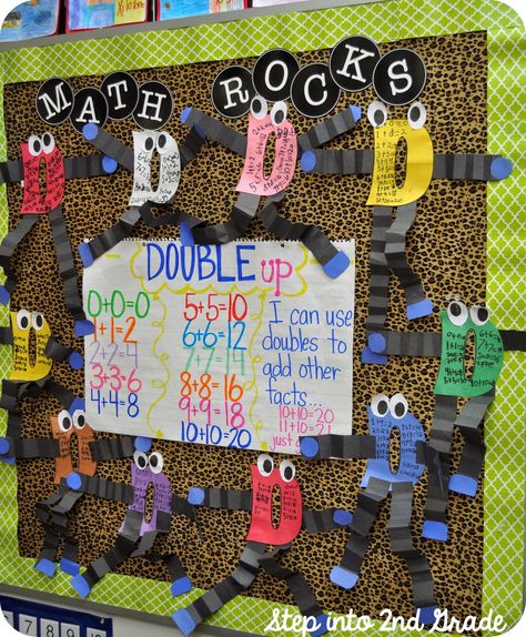 Step into 2nd Grade with Mrs. Lemons: A Look Into My Math Block Adding Strategies Anchor Chart 1st Grade, Double Facts 2nd Grade, Doubles And Near Doubles Anchor Chart, Addition Math Craft, Doubles Math Craft, Doubles Facts First Grade, Doubles Anchor Chart 1st Grade, Doubles Activities For First Grade, Doubles Anchor Chart