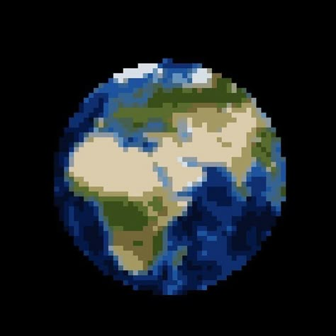 Pixel Earth, Earth Design, Design Digital, Home Screen, App Icon, Black Background, Pixel Art, Ios, Digital Art