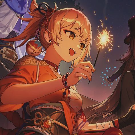 yoimiya genshin impact gi header banner matching icon Yoimiya Icon, Scaramouche Wanderer, Orange Icons:), New Year Art, Waifu Material, Avatar Couple, Matching Profile Pictures, Art Icon, Anime Couples Drawings