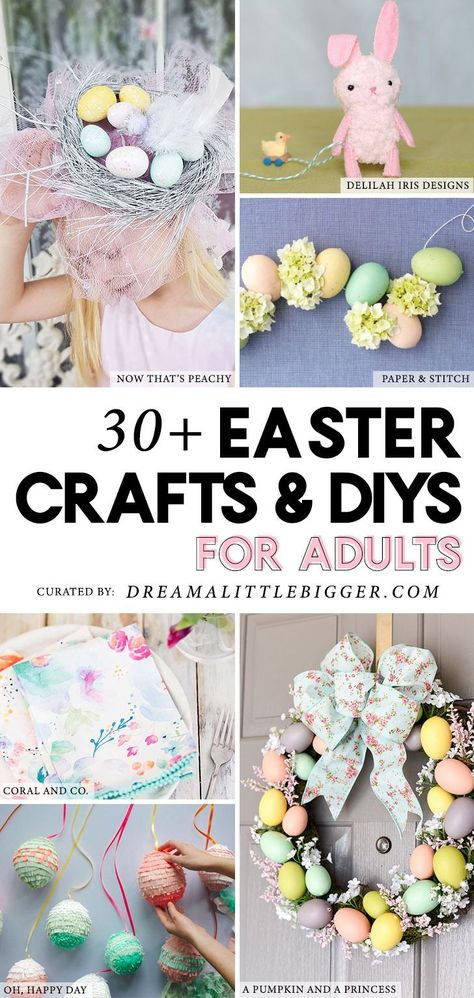 Finding good Easter crafts that are awesome and mature enough for adult crafters isn't easy. Today we've rounded up over 30 of our favorite Easter Crafts for Adults! (3/24/2019) Adult Easter Crafts, Easter Egg Wreath Diy, Spring Easter Basket, Easter Crafts For Toddlers, Easter Crafts For Adults, Adult Easter, Easter Bunny Plush, Easy Easter Crafts, Easter Eggs Diy