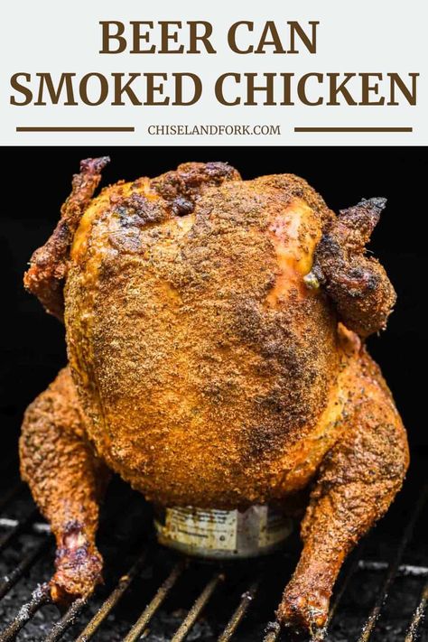 Beer Can Turkey, Smoker Cooking Recipes, Kamado Joe Recipes, Smoked Beer Can Chicken, Smoked Chicken Recipes, Smoked Burgers, Beer Chicken, Can Chicken, Beer Can Chicken