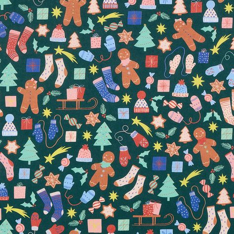 The Container Store Christmas Icons Dark Wrapping Paper Holiday Wrapping Paper Design, Christmas Wrapping Paper Pattern, Wrapping Paper Pattern, Felt Gingerbread, Christmas Art Projects, Holiday Wrapping, Wrapping Paper Design, Holiday Wrapping Paper, Gingerbread Girl