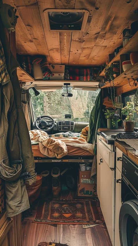 The realism of van life 😅 #vanlife #cleaning #vanrealities Can Life Interior, Van Life Plants, Van Life Conversion, Witchy Van Life, Winter Van Life, Small Van Life Interior, Van Living Interior, Hippie Van Life, Vanlife Aesthetic