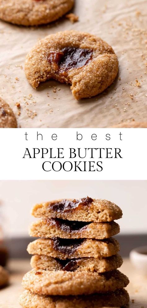 Recipes Using Apple Butter Desserts, All Butter Cookies, How To Use Apple Butter, Gluten Free Apple Butter Cookies, Apple Butter Baking Recipes, Desserts With Apple Butter, Apple Butter Shortbread Cookies, Recipes That Use Apple Butter, Apple Butter Dessert Recipes