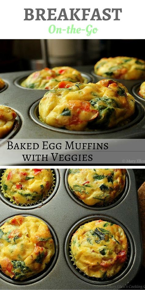 A make ahead, simple breakfast on the go! Pick any veggies you like, mix with eggs (cheese and meat optional!), and bake. These store in the fridge for a few days making them the perfect grab and go breakfast - Egg Muffins. Healthy breakfast to go. www.ma Baked Egg, Egg Muffin, Vegan Muffins, Simple Breakfast, Makanan Diet, Egg Muffins, Healthy Muffins, Breakfast On The Go, Muffin Tin