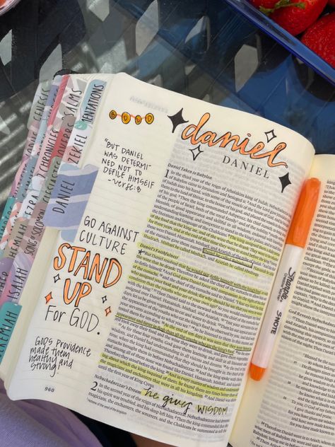 Daniel Bible Journaling, Aesthetic Bibles, Daniel Bible, Book Of Daniel, Faith > Fear, Study Notebook, Bible Doodling, Bible Ideas, Bible Study Notebook