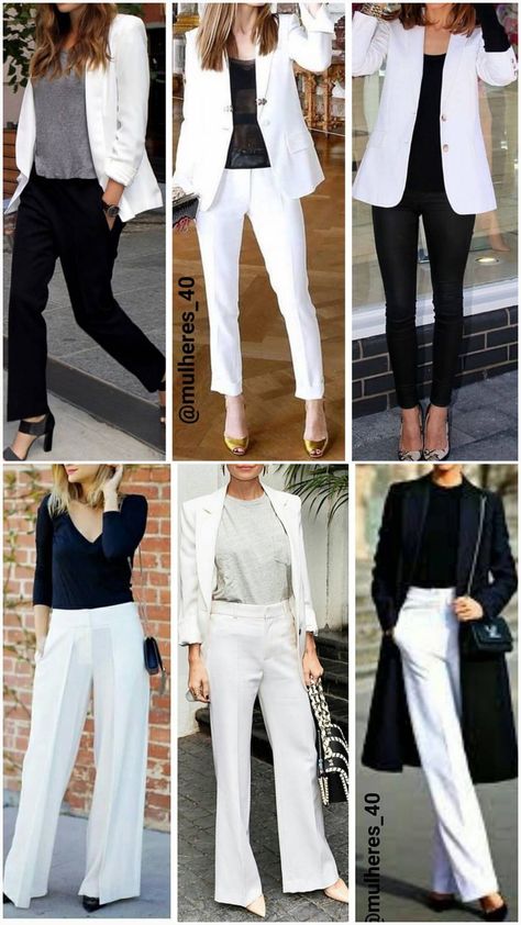 Witte Blazer Outfits, Witte Pantalon Outfit, White Blazer Office Outfit, Outfit Blazer Blanco Elegante, White Blazer Outfit Work, Bogota Outfit, Women Style Inspiration, White Blazer Outfits, Work Conference