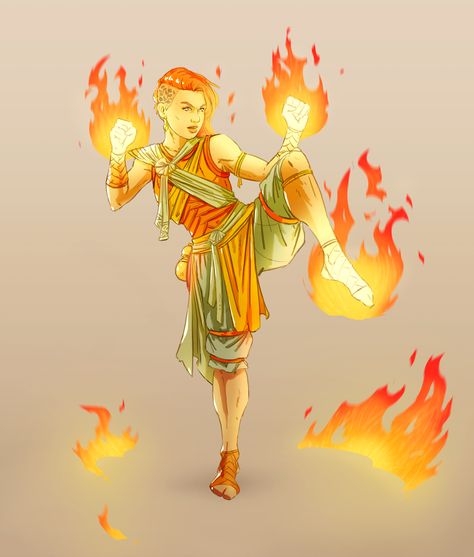 Sun Soul Monk, Fire Genasi, Monk Dnd, D D Character Ideas, Dnd Races, Dungeons And Dragons Characters, Dnd Art, Skyfall, Female Character