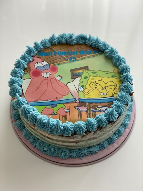 25 Cake, Spongebob Cake, Spongebob Party, Cake Logo, Happy Birthday Funny, Spongebob Memes, 25th Birthday, Birthday Cakes, Birthday Cake