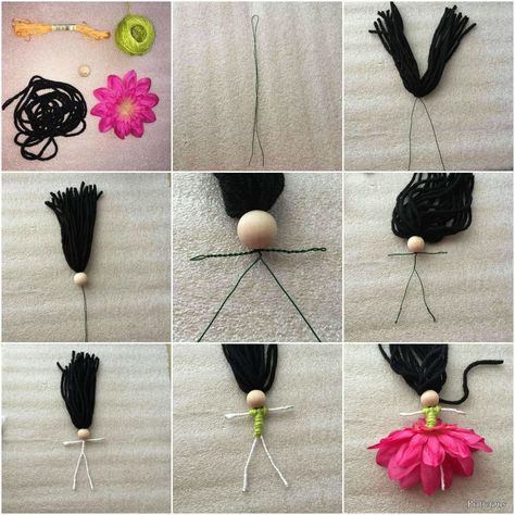 Simpul Makrame, Doll Garden, Fairy Garden Crafts, Yarn Dolls, Bendy Doll, Beautiful Fairy, Felt Fairy, Fairy Crafts, Doll Diy Crafts