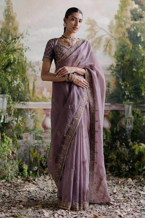 Buy Jigar Mali Collection | Lehengas, Sarees for Women Online - Aza Fashions Jigar Mali, Eye Embroidery, Purple Saree, Fashion Design Collection, Aari Embroidery, Color Violet, Indian Bridal Outfits, Dupion Silk, Saree Trends