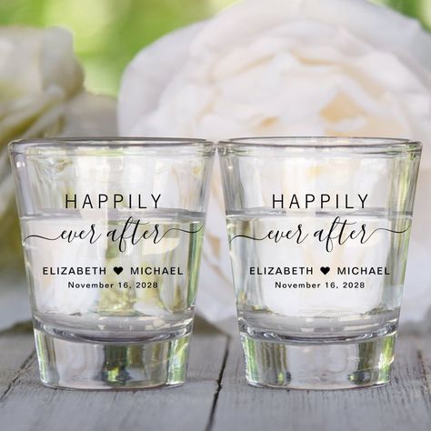 Elevate your wedding day with stunning glasses that add elegance and flair. From sleek champagne flutes to personalized toasting glasses, create unforgettable moments with our curated selection. Cheers to love! #weddingglasses #toasttohappiness #weddingdecor #brideandgroom #celebratelove #specialday #weddingdetails #glassware #weddinginspiration #cheerstoforever Wedding Reception Party Favors, Wedding Favours Shots, Happily Ever After Wedding, Ever After Wedding, Wedding Reception Party, Modern Wedding Reception, Wedding Tumblers, Simple Typography, Wedding Mementos