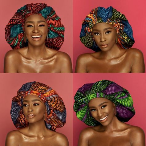 Ankara Product of the Day: Joia John in Isoken Enofe Bonnets- Ankara bonnets Ankara Bonnet, Silk Bonnet, Event Producer, Slim Girl, Satin Bonnet, Hairstyle Look, Ankara Dress, Night Cap, African Inspired