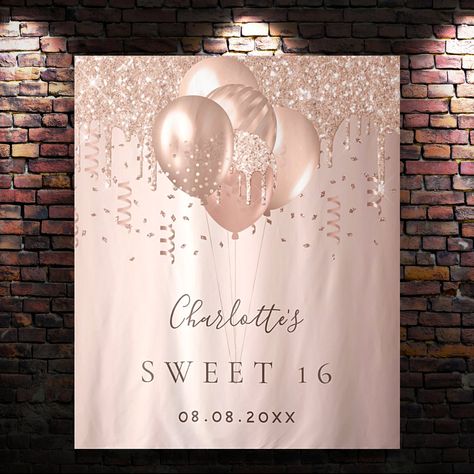 Birthday Party 16, Sweet 16 Rose Gold, Gold Glitter Balloons, Glitter Balloons, Sweet 16 Gifts, Rose Gold Balloons, Sweet 16 Birthday Party, Sweet Sixteen Birthday, Glitter Dust