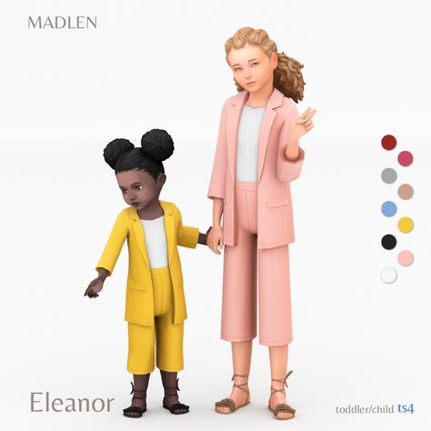 Eleanor Outfit | Madlen on Patreon Sims 4 Kids Cc, Toddler Cc Sims 4, Sims 4 Toddler Clothes, Die Sims 4, Sims 4 Traits, Sims 4 Cc Kids Clothing, Pelo Sims, Sims 4 Children, The Sims 4 Packs