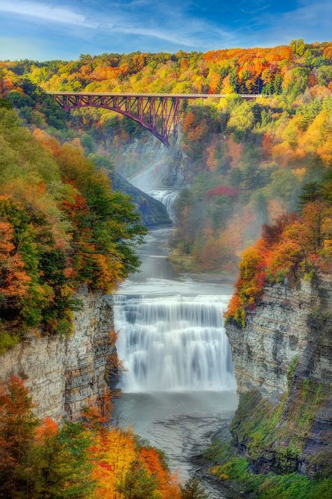 Letchworth State Park, Arch Bridge, Beautiful Places To Visit, Fall Foliage, Dream Vacations, Adventure Time, State Park, Places To See, State Parks