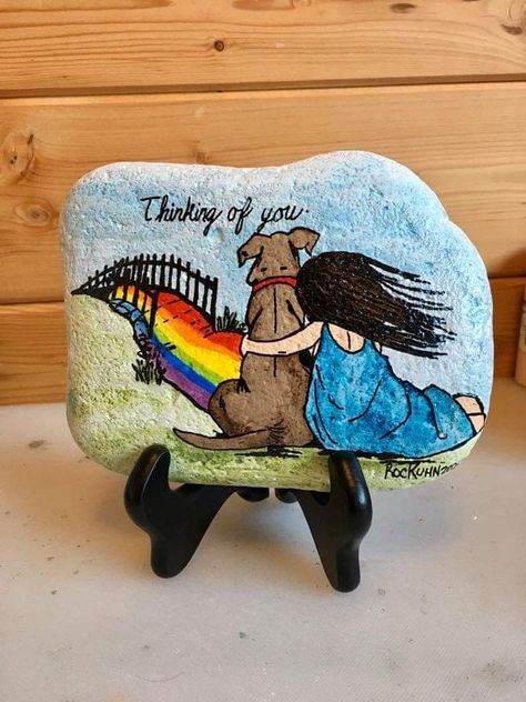 Memorial Painted Rocks For Pets, Pet Loss Painted Rocks, Dog Memorial Painting, Stone Art Dog Painted Rocks, Cat Memorial Painting, Twin Flame Art, Garden Rock Art, Diy Rock Art, Painted Rock Animals