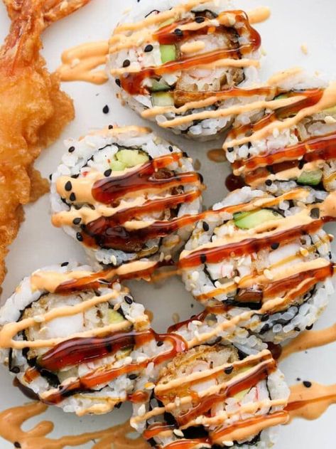 How To Make Spicy California Rolls, Spicy California Roll Sushi Recipe, Spicy Shrimp Tempura Sushi Rolls, Spicy Crunchy Crab Sushi Roll, Dynamite Sushi Roll Recipe, Sushi Recipes Fried, Spicy Sushi Recipes, Chicken Tempura Roll Sushi, Shrimp Tempura Roll Recipe