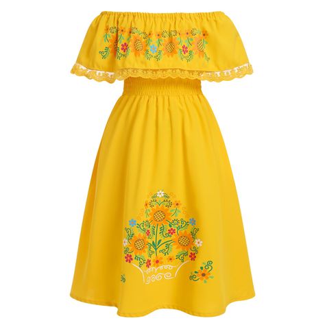 PRICES MAY VARY. Toddler Girls Mexican Dress:Traditional Mexican dress for girls off shoulder floral embroidery sunflower lace drape ethnic style dress summer long maxi dress Cinco de Mayo party dresses. Girls Mexican dress, cinco de mayo dress, traditional mexican dress, vestidos mexicanos para niñas, dominican dress, mexican dresses for girls, baby girls mexican outfit, boho rainbow toddler mexican dress, 5 de mayo dress girls, kids mexican dress, embroidered mexican dress, mexican folklorico Dominican Dress, Toddler Mexican Dress, Folklorico Dress, Mexican Dresses Traditional, Mayo Dress, Folklorico Dresses, Embroidery Sunflower, Traditional Mexican Dress, Outfit Boho