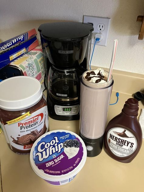 BlendJet Recipes | Blend Jet 2 Blended Coffee Recipes, Premier Protein, Whey Protein Powder, Chocolate Syrup, Whipped Topping, Cool Whip, Blended Coffee, Protein Powder, Coffee Recipes