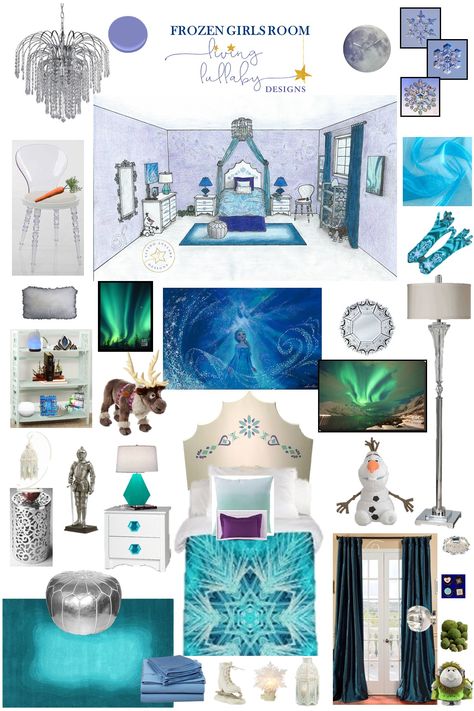 Girls Frozen Bedroom Ideas, Frozen Kids Room, Frozen Room Ideas Bedrooms, Frozen Bedroom Ideas, Frozen Girls Bedroom, Princess Headboard, Frozen Inspired Bedroom, Frozen Girls Room, Frozen Nursery