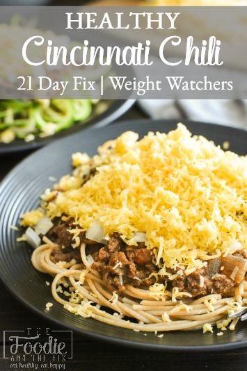 This Healthy Cincinnati Chili is a quick, easy, full-of-flavor, kid-friendly dinner! It's gluten free (served with zoodles or pasta). 21 Day Fix | Weight Watchers Freestyle Points #21dayfix #portionfix #quickdinner #gameday #weightwatchers #healthy #healthydinner #glutenfree #cincinnati #weightloss #mealprep #kidfriendly #familyfriendly Cincinnati Chili, 21 Day Fix Meals, The Fix, Kid Friendly Dinner, Quick Healthy, Dinners For Kids, 21 Day Fix, Recipe For Mom, Weight Watchers Meals