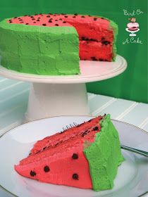 Bird On A Cake: Watermelon Flavored Cake Watermelon Cake, Watermelon Recipes, Semi Sweet Chocolate Chips, Savoury Cake, Cute Cakes, Let Them Eat Cake, Just Desserts, Eat Cake, Cake Recipe