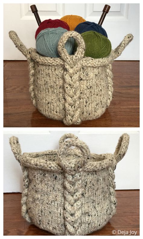 Easy Basket Free Knitting Patterns - Knitting Pattern Knitted Basket Pattern, Knit Baskets Free Patterns, Useful Knitted Gifts, Knitting Patterns Accessories, Yarn Cozy Sewing Pattern, Knitting Quick Projects, Basket Knitting Pattern Free, Knitted Christmas Gift Bags Free Patterns, Knitted Basket Patterns Free