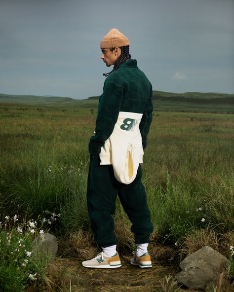 Men’s Streetwear Poses, Carhartt Campaign, New Balance Teddy Santis, Teddy Santis, New Balance Made In Usa, Green New Balance, Streetwear Photoshoot, New Balance 990, New Balance Style