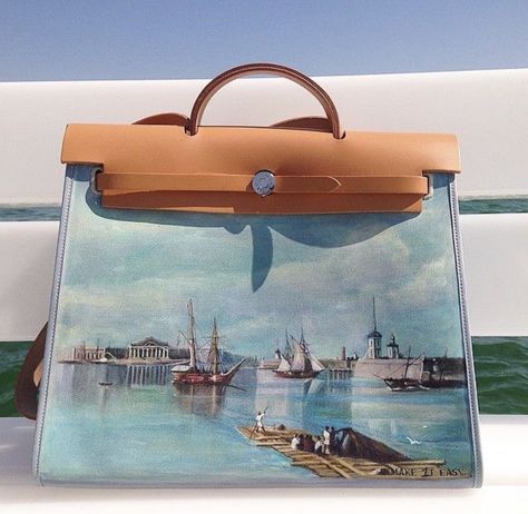 Hand Painted Bags Handbags, Girls Formal Shoes, Painted Handbag, Luxury Bags Collection, Hermes Kelly Bag, Handpainted Bags, Painted Bags, Kelly Bag, Art Bag