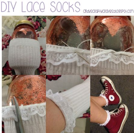 Lace Diy Clothes, Socks Diy Ideas, How To Sew Lace, Diy Ruffle Socks, Diy Lace Socks, Lace Dress Diy, Sew Socks, Sewing Socks, Lacey Clothes