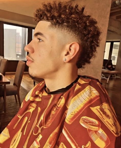 Frohawk Fade, Ball Hairstyle, Old Haircut, Fohawk Haircut, Melo Ball, Fade Haircut Curly Hair, Long Curly Hair Men, Ball Family, Drop Fade Haircut