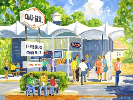 Artist Sharon Bass,  CHAR-GRILL Raleigh NC Song Of The South, City Scapes, Southern Comfort, Nc State, Myrtle Beach Sc, Blue Ridge Mountains, Raleigh Nc, Gorgeous Art, Myrtle Beach