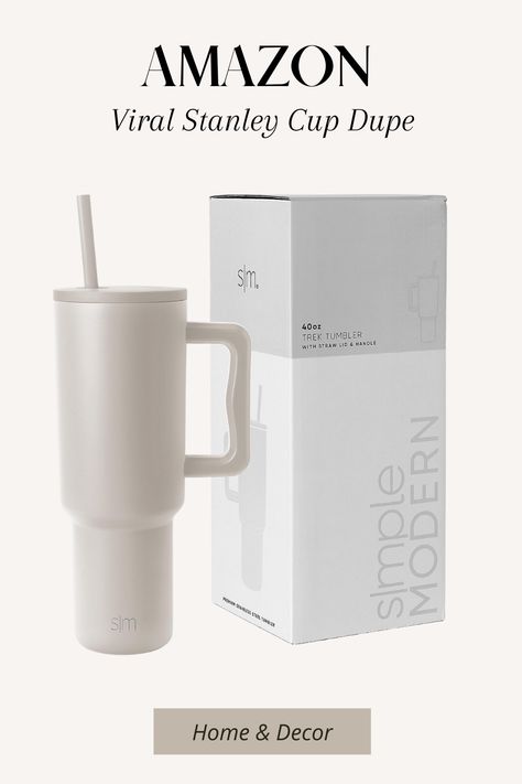 Simple Modern Tumbler With Straw, 40 Oz Tumbler With Handle, 40 Oz Tumbler, Tumbler With Handle, Cute Cups, Insulated Cups, Tumbler With Straw, Steel Water Bottle, Simple House