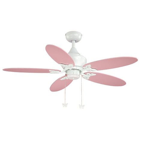 Vaxcel Angela White 44-Inch Alice Ceiling Fan -- especially for a little girl's pink bedroom! Girls Ceiling Fan, Pink Girly Room, Painted Fan Blades, Fan Makeover, Ceiling Fan White, Ceiling Fan Makeover, Kids Ceiling Fans, Painted Fan, Ceiling Fan Light Kit