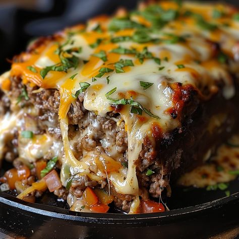 Philly Cheesesteak Meatloaf Cheesey Meatloaf, Cheesesteak Meatloaf, Philly Cheesesteak, Meatloaf Recipe, Philly Cheese Steak, Beef Recipes Easy, Beef Recipes For Dinner, Beef Dinner, Recipe Ingredients