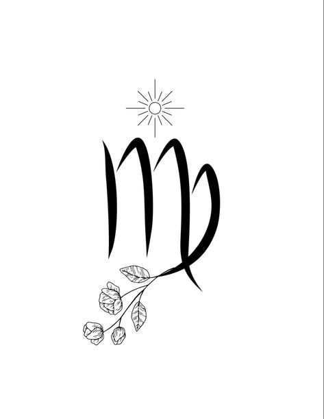 Virgo Tattoo Ideas Unique, Virgo Zodiac Tattoo For Women, Virgo Sister Tattoos, Floral Virgo Tattoo, Virgo Horoscope Symbol, Virgo Ear Tattoo, Virgo Symbol Aesthetic, Virgo Neck Tattoos Women, Virgo Sign Tattoos Symbols