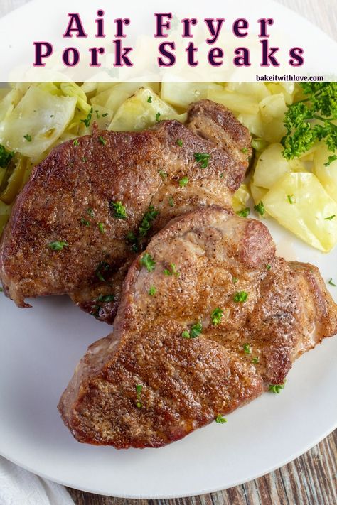 Pork Loin Steaks In Air Fryer, Air Fry Pork Steak, Air Fryer Pork Steaks Bone In, Pork Cutlets In Air Fryer, Air Fryer Pork Steaks, Recipes For Dinner Steak, Cooking Pork Steaks, Pork Loin Steak Recipes, Pork Steak Recipes