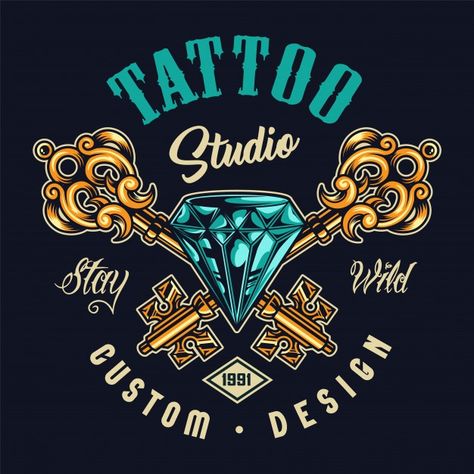 Tattoo salon colorful logo Free Vector | Free Vector #Freepik #freevector #logo #vintage #label #badge Logo Design Tattoo Studio, Tattoo Studio Design, Tattoo Logo, Tattoo Salon, Cartoon Mascot, Colorful Logo, Freelancer Website, Make Your Logo, Logo Vintage