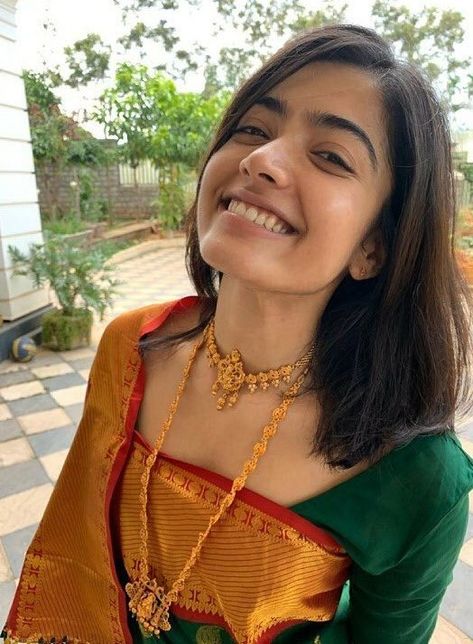 Rashmika Mandanna, Cute Smile, A Woman, Saree