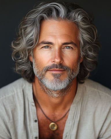 Rugged Wavy Layers Long Grey Hair Men, Ideas For Grey Hair, Hair Dye Men, Shampoo For Grey Hair, Silver Color Hair, Silver Hair Men, Silver Foxes Men, Grey Silver Hair, Men Embracing