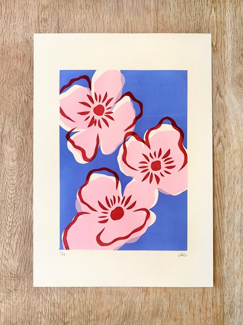 Pink Poppies Flower A3 Screen Print Poppies Flower, Pink Poppies, Water Ripples, Arte Inspo, Painting Inspo, Art Inspiration Painting, Painting Art Projects, Poppy Flower, Pottery Painting