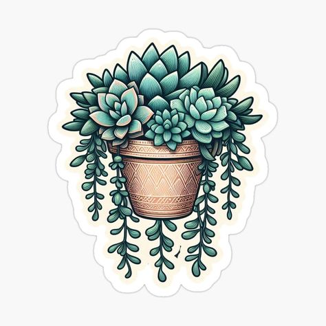 Get my art printed on awesome products. Support me at Redbubble #RBandME: https://www.redbubble.com/i/sticker/Succulents-nestled-in-cute-detailed-pots-11-by-creationmagical/163758431.EJUG5?asc=u Buy Succulents, Plant Painting, Glossier Stickers, Transparent Stickers, Sticker Design, My Art, Awesome Products, Vinyl Sticker, Cactus