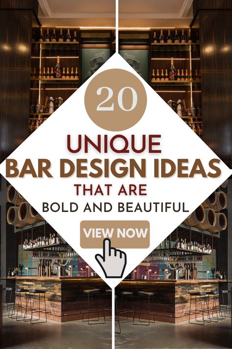 Top 20 Luxury Bar Design Ideas and Inspirations for your home and commercial space. Explore the unique collection of bold and beautiful bar design with shelves organization, stools and seating. #bar #design #ideas #rustic #stools #shelves Best Bar Design Restaurant, Interior Bar Design Home, Rustic Bar Interior Design, Restaurant Bar Shelves Ideas, Sports Bar Decor Ideas, Bar Update Ideas, Bar Designs For Home, Commercial Bar Layout, Art Deco Bar Design