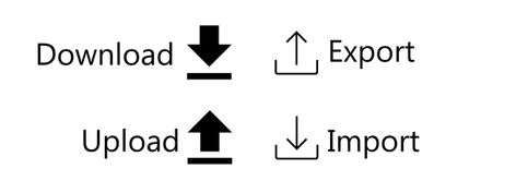 Import/Export vs upload/download icons arrow direction - Graphic Design Stack Exchange Web Ui Design Inspiration, Import Icon, Up Arrow, Web Ui Design, Perfect Sense, Ui Design Inspiration, Ask For Help, Import Export, Facebook Sign Up