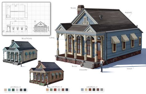 Willow Creek House, Shotgun House Plans, New Orleans Architecture, Sims Medieval, Creek House, Shotgun House, Sims 4 House Plans, Sims Building, Willow Creek