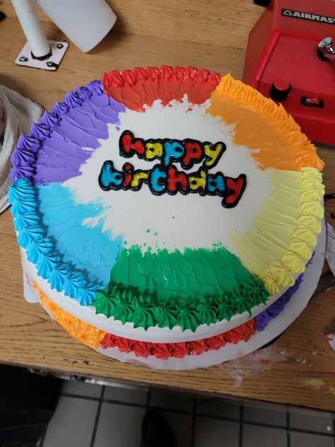 Birthday color wheel DQ ice cream cake Dq Cake Designs Dairy Queen, Dairy Queen Cake Ideas, Dairy Queen Ice Cream Cake Designs, Dq Cakes Designs, Dq Ice Cream Cake, Dq Ice Cream, Dq Cake, Dairy Queen Cake, Dq Cakes