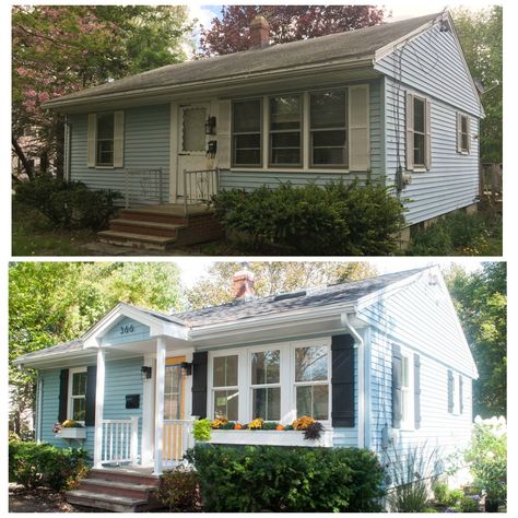 House Exterior Update, Old House Before And After, Rehab House, Ranch House Remodel, Ranch House Exterior, House Before And After, House Makeovers, Porch Remodel, Ranch Remodel