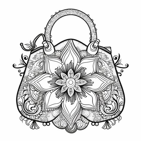 illustration of Elegant purse mandala for coloring Purse Coloring Page, Mandala For Coloring, Elegant Purse, Coloring Page For Adults, Inspiration Painting, Fun Patterns, Art Inspiration Painting, Chic Accessories, Coloring Book Pages